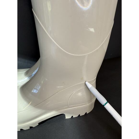 Burberry Plaid Lined Rain Boots Beige Rubber Equestrian Buckle Women’s EU 37 - Picture 10 of 16